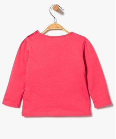 tee-shirt bebe fille imprime avec fronces aux epaules rose tee-shirts manches longues7732301_2
