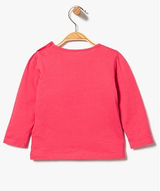 tee-shirt bebe fille imprime avec fronces aux epaules rose tee-shirts manches longues7732301_3