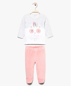 pyjama bebe fille 2 pieces avec motif chouette aspect peluche rose7734001_1