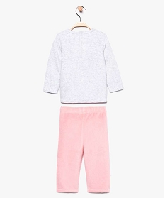 pyjama sans pieds 2 pieces bebe fille en velours avec motif chouette sur lavant rose7734101_2