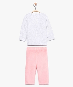 Pyjama Sans Pieds 2 Pieces Bebe Fille En Velours Avec Motif Chouette Sur Lavant Gris Bebe Gemo