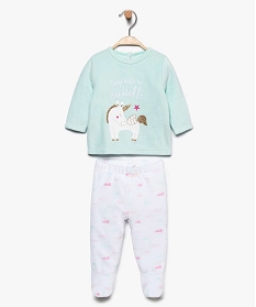 pyjama bebe fille 2 pieces en velours avec pieds motif licorne vert7734401_1