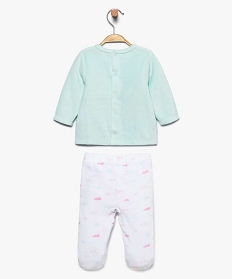 pyjama bebe fille 2 pieces en velours avec pieds motif licorne vert7734401_2