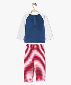 pyjama bebe garcon 2 pieces en velours avec motif et bas raye multicolore7734901_2