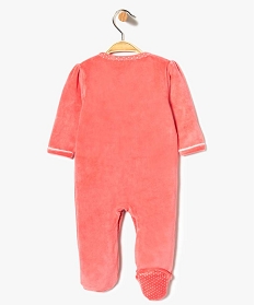 pyjama bebe en velours avec motifs pois et details girly rose7735501_2