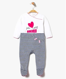 pyjama pour bebe fille en velours avec motif coeur bleu7739801_1