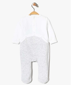 pyjama bebe en velours bicolore et motif ourson brode blanc7739901_2