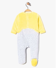 pyjama bebe en velours haut de corps uni et bas raye jaune7740101_2