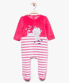 pyjama bebe fille en velours fermeture dos facon mariniere rose pyjamas velours7740301_1