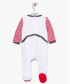 pyjama bebe en velours avec motif chat et manches rayees gris7740401_2