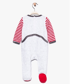 pyjama bebe en velours avec motif chat et manches rayees gris7740401_4
