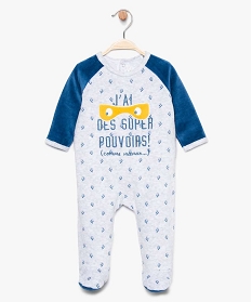 pyjama bebe en velours super-pouvoirs et manches unies bleu7740501_1