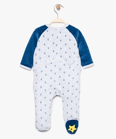 pyjama bebe en velours super-pouvoirs et manches unies bleu7740501_2