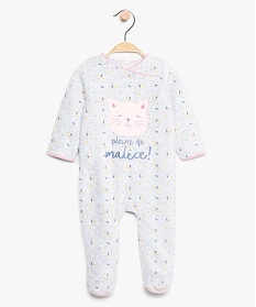 pyjama bebe fille en velours ferme au dos a motif chat gris7740601_1