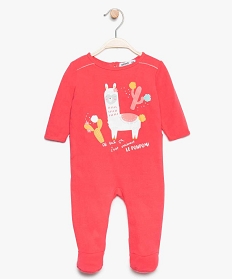 pyjama bebe fille en jersey avec motif cactus et lama paillete rose7741101_1
