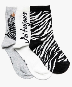 chaussettes fille motif zebre (lot de 3) noir chaussettes7744701_1