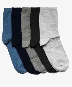 chaussettes hautes coloris uni garcon (lot de 5) bleu chaussettes7745701_1