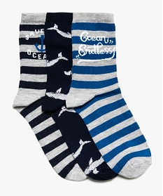 chaussettes hautes garcon avec motif marin (lot de 3) bleu7745801_1