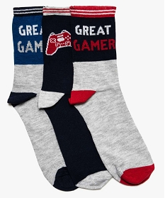 chaussettes hautes garcon theme jeux video (lot de 3) gris chaussettes7746101_1