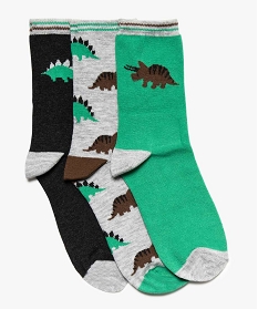 chaussettes hautes garcon avec motifs dinosaures (lot de 3) vert chaussettes7746201_1