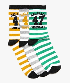 chaussettes hautes garcon theme football americain (lot de 3) vert chaussettes7746501_1