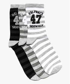 chaussettes hautes garcon theme football americain (lot de 3) gris chaussettes7746601_1