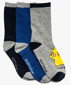 chaussettes garcon imprimees pokemon (lot de 3) bleu7746701_1