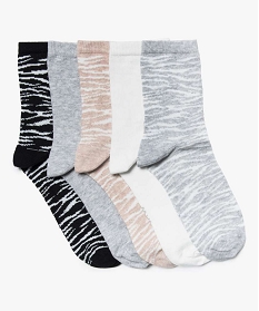 chaussettes femme a motifs tigres (lot de 5) gris chaussettes7748101_1