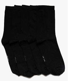 GEMO Chaussettes femme unies en coton (lot de 5) noir standard