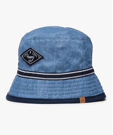 chapeau bebe garcon reversible avec bords en chambray bleu7749801_1