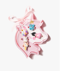 bagues fille avec motifs licornes et coeur (coffret de 5) rose7754801_3