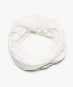 foulard fille snood paillete avec finition dentelle crochetee blanc7758201_1