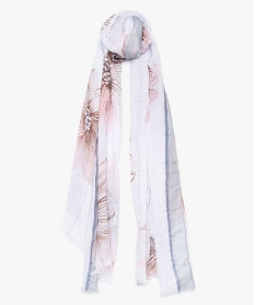 foulard grand format rectangulaire fleurs et sequins brillants rose7769801_2