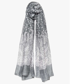 foulard femme semi-transparent a motif pois gris7770301_1