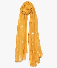 foulard rectangle oversize a motifs papillons dores jaune7771001_2