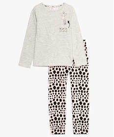 pyjama fille a motif girafe et paillettes gris pyjamas7777001_1