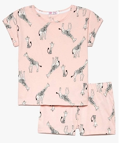 pyjashort fille motif girafe paillete rose7777201_1