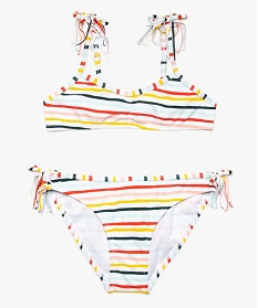 maillot de bain fille 2 pieces a rayures multicolores imprime maillots de bain7778101_1