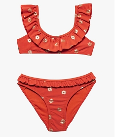 maillot de bain fille 2 pieces avec motifs pailletes orange maillots de bain7778201_1