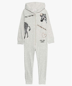 combinaison pyjama fille a motif zebre et paillettes gris7779401_1