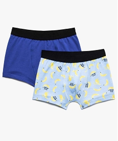 boxers garcon en coton stretch motif bananes (lot de 2) bleu7780101_1