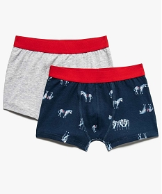 boxers garcon en coton stretch motif zebre (lot de 2 bleu7780201_1