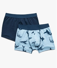 boxers garcon en coton stretch a motif baleine (lot de 2) bleu7780501_1