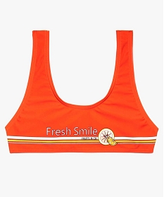 haut de maillot de bain fille forme brassiere avec motifs agrumes orange maillots de bain7789501_1