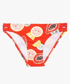 bas de maillot de bain fille imprime fruits a bandes laterales brun7789901_1