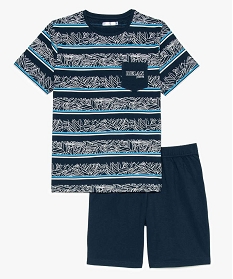 pyjashort garcon a rayures et motifs bleu7795301_1