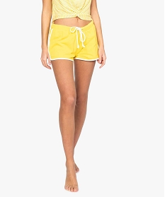 short femme homewear a lien coulissant jaune bas de pyjama7803301_1