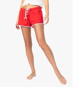 short femme homewear a lien coulissant rouge bas de pyjama7803401_1