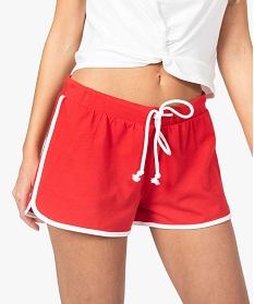 short femme homewear a lien coulissant rouge bas de pyjama7803401_2