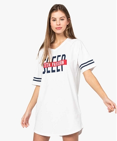 chemise de nuit femme facon tee-shirt americain imprime blanc nuisettes chemises de nuit7806201_1